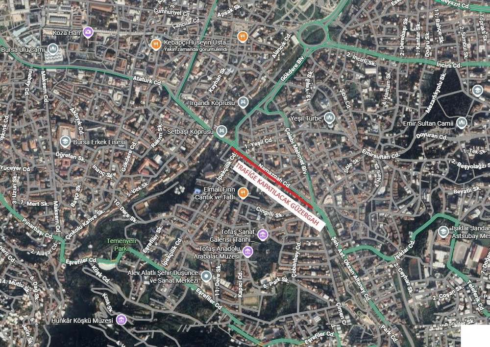 Yıldırım İlçesinde Namazgah Caddesi ve Çevresinde Trafik Düzenlemesi