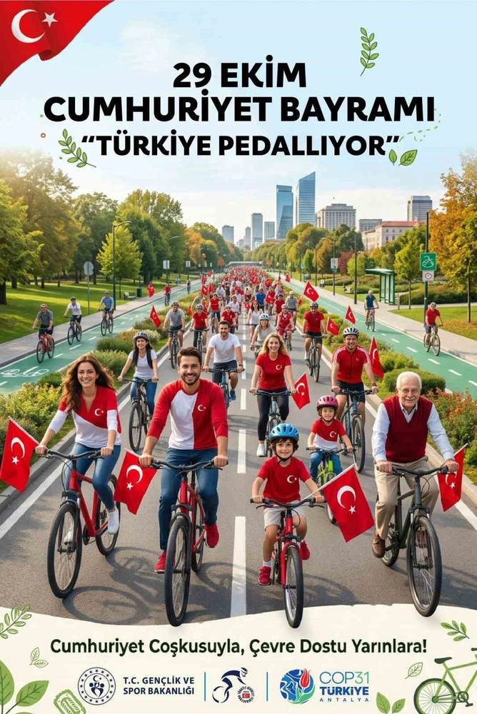 Cumhuriyetin 103. yılında 81 ilde pedallar iklim farkındalığı ve daha yeşil bir gelecek için çevrilecek
