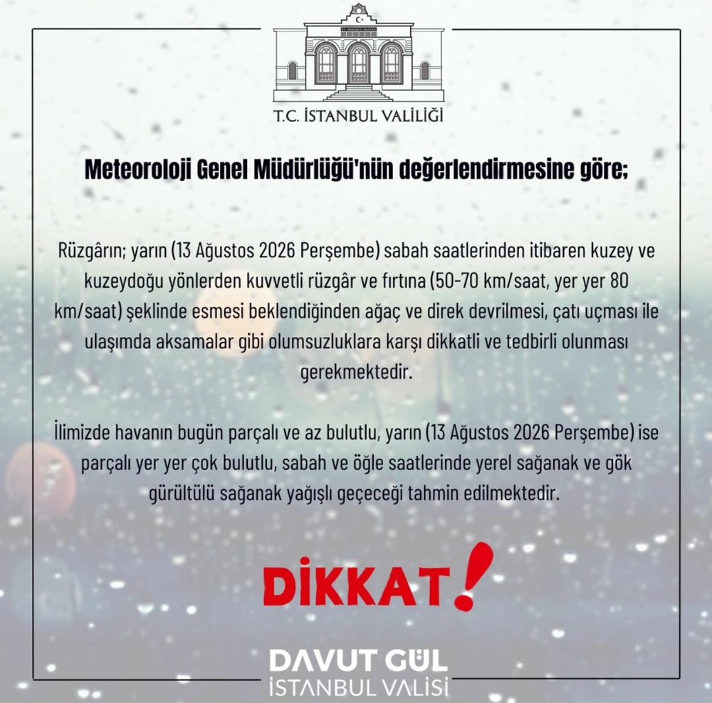 İstanbul İçin Fırtına Uyarısı Rüzgar 80 Kilometreye Ulaşacak