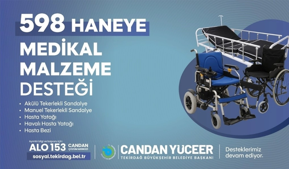 Tekirdağ Büyükşehir Belediyesi'nden 598 Haneye Medikal Destek