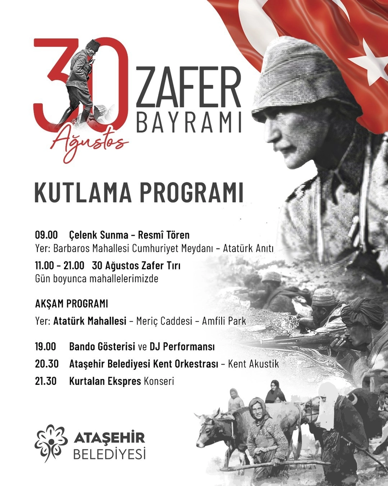 30 Ağustos Zafer Bayramı Ataşehir'de Çeşitli Etkinliklerle Kutlanacak