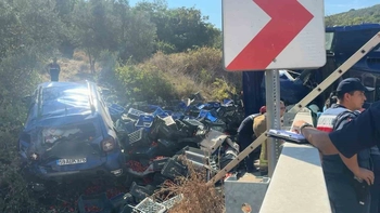 İznik'te kamyon virajı alamadı: 1 ölü, 1 yaralı